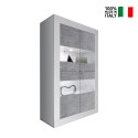 Living room showcase 4 modern glossy white cement doors Tina BC Basic. On Sale