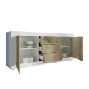 Living room cabinet 2 doors 3 drawers glossy white and Tribus BW Basic wood. Sale