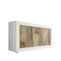 Glossy white wood living room sideboard with 3 doors 160cm Modis BW Basic. Offers