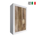 Credenza madia 4 doors glossy white and wood Novia BW Basic for living room. On Sale