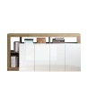 Living room sideboard 184cm 4 doors glossy white and oak Cadiz BR Offers