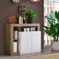Reva BR Office Living Room Sideboard, White Gloss and Oak, 2 Doors Promotion