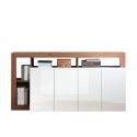 Modern kitchen cabinet with 4 glossy white doors and Cadiz MR wooden structure, 184cm. Offers