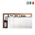 Modern kitchen cabinet with 4 glossy white doors and Cadiz MR wooden structure, 184cm. On Sale