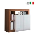 Living Room Cabinet 108cm 2 Door Glossy White Wood Reva MR. On Sale