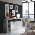 Mobile sideboard with 4 glossy white and cement gray doors Cadiz BC. Sale