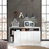 Mobile sideboard with 4 glossy white and cement gray doors Cadiz BC. Discounts
