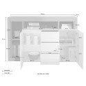Living room sideboard, 2 doors and 3 drawers, glossy white cement Lavine BC. Sale