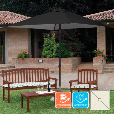2x2m square garden umbrella with central aluminum arm Plutone Noir Promotion