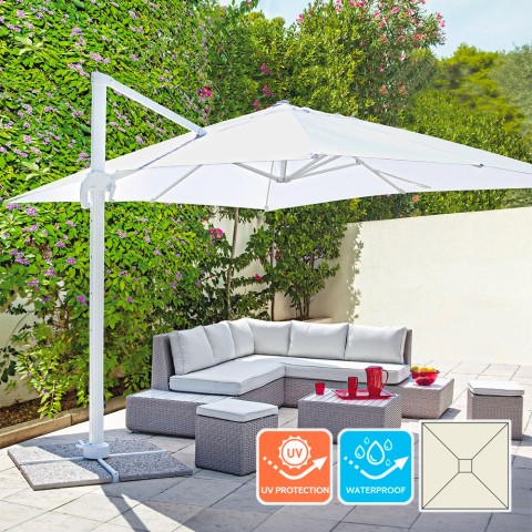 Garden adjustable side arm umbrella in aluminum 3x3m Paradise White Promotion