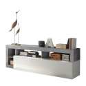 Mobile TV stand with glossy white door and cement gray finish, 184cm Dorian BC. Offers