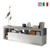 Mobile TV stand with glossy white door and cement gray finish, 184cm Dorian BC. On Sale
