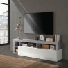Mobile TV stand with glossy white door and cement gray finish, 184cm Dorian BC. Promotion