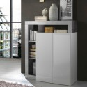 Tall glossy white sideboard cupboard for kitchen and living room with 2 doors Blume BC. Promotion