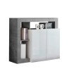 Mobile cabinet with 2 glossy white doors, in cement grey Reva BC Offers