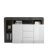 Modern black buffet credenza with 2 doors and 3 glossy white drawers Lavine BX. Offers