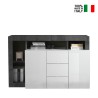 Modern black buffet credenza with 2 doors and 3 glossy white drawers Lavine BX. On Sale