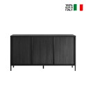 Modern Design Black Wooden Sideboard 3 Doors 156cm Cooper Steel On Sale