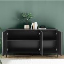 Modern Design Black Wooden Sideboard 3 Doors 156cm Cooper Steel Sale