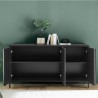 Modern Design Black Wooden Sideboard 3 Doors 156cm Cooper Steel Sale