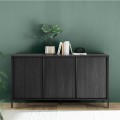 Modern Design Black Wooden Sideboard 3 Doors 156cm Cooper Steel Promotion