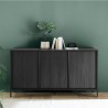 Modern Design Black Wooden Sideboard 3 Doors 156cm Cooper Steel Promotion
