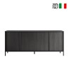 Charly Steel Modern Black Wood Kitchen & Living Room Sideboard with 4 Doors, 205cm On Sale