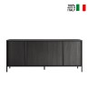 Modern black wood kitchen living room sideboard with 4 doors 205cm Charly Steel. On Sale