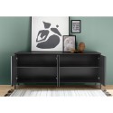 Charly Steel Modern Black Wood Kitchen & Living Room Sideboard with 4 Doors, 205cm Sale
