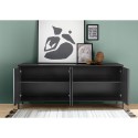 Modern black wood kitchen living room sideboard with 4 doors 205cm Charly Steel. Sale