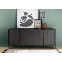Modern black wood kitchen living room sideboard with 4 doors 205cm Charly Steel. Discounts
