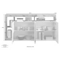 Kitchen Living Room Cabinet 4 Doors Glossy White Wood 184cm Cadiz BP. Measures