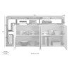 Kitchen Living Room Cabinet 4 Doors Glossy White Wood 184cm Cadiz BP. Measures