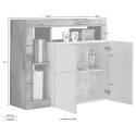 Modern White Gloss Sideboard for Living Room, 2 Black Doors, Reva BX Catalog