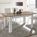 Dyon Basic Extendable White Gloss Dining Table with Wooden Accents 90x137-185cm Promotion