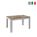 Dyon Basic Extendable White Gloss Dining Table with Wooden Accents 90x137-185cm On Sale