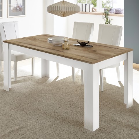 Modern glossy white wooden dining table Echo Basic 180x90cm for kitchen. Promotion