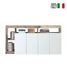 Kitchen Living Room Cabinet 4 Doors Glossy White Wood 184cm Cadiz BP. On Sale