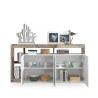 Kitchen Living Room Cabinet 4 Doors Glossy White Wood 184cm Cadiz BP. Discounts