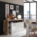 Kitchen Living Room Cabinet 4 Doors Glossy White Wood 184cm Cadiz BP. Bulk Discounts