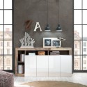 Kitchen Living Room Cabinet 4 Doors Glossy White Wood 184cm Cadiz BP. Choice Of