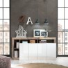 Kitchen Living Room Cabinet 4 Doors Glossy White Wood 184cm Cadiz BP. Choice Of