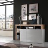 Modern living room sideboard in glossy white wood with 3 doors, 146cm Hailey BP. Bulk Discounts
