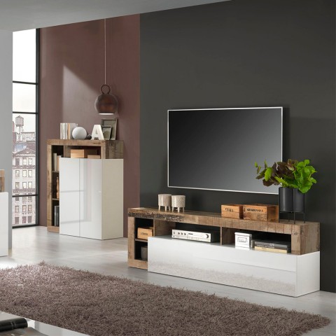Glossy white wooden TV cabinet wit Dorian BP Promotion
