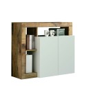 Wooden sideboard with 2 gloss white doors for modern living room Reva BP. Offers