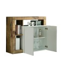 Wooden sideboard with 2 gloss white doors for modern living room Reva BP. Sale