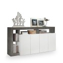 Modern design living room sideboard with 4 glossy black and white doors Cadiz BX Discounts