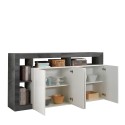Modern design living room sideboard with 4 glossy black and white doors Cadiz BX Choice Of