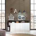 Modern design living room sideboard with 4 glossy black and white doors Cadiz BX Measures