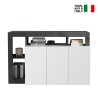 Credenza madia cucina 3 ante bianco lucido moderna 146cm nera Hailey BX
(Moderne glossy white 3-door kitchen sideboard 146cm bla